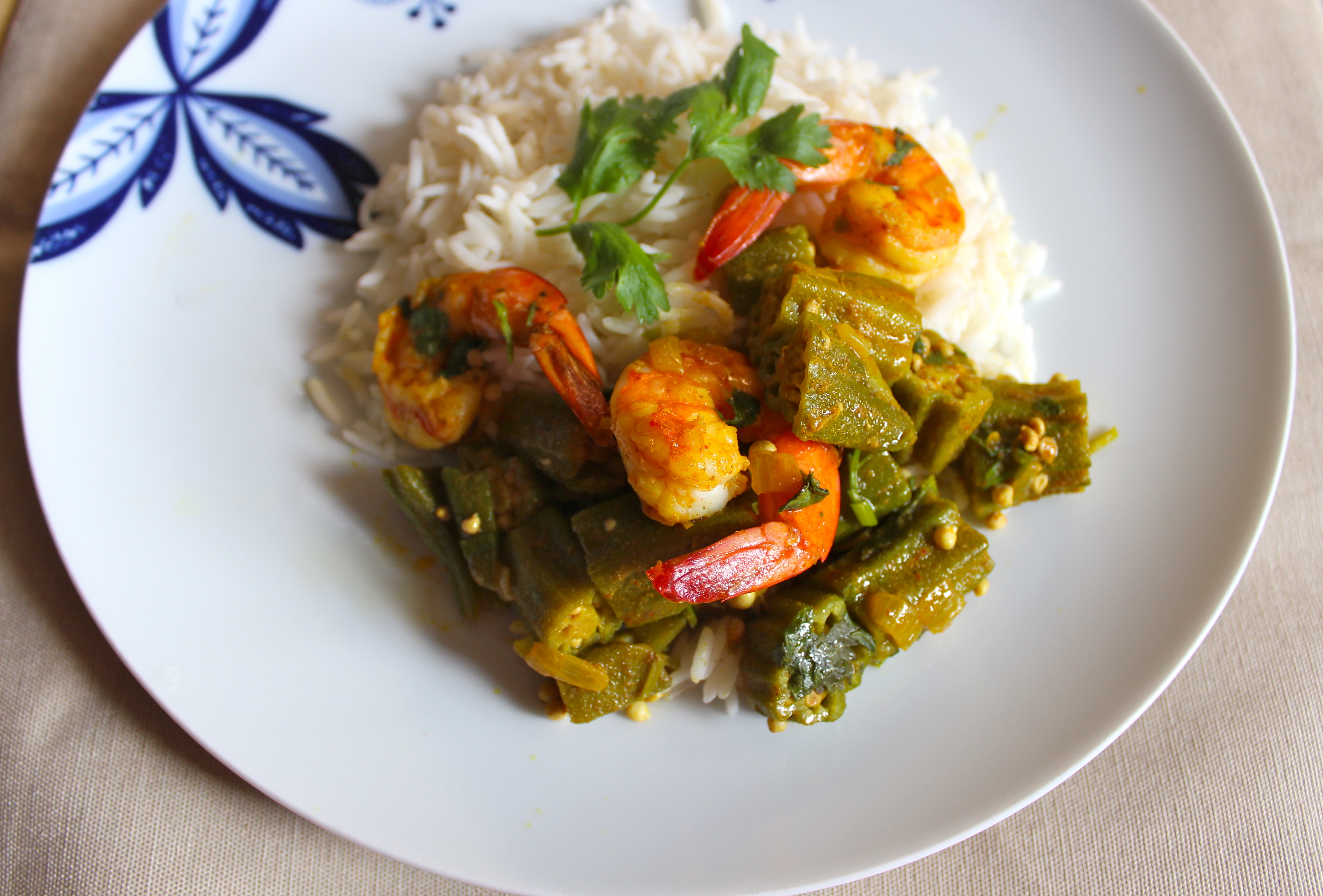 Curried Shrimp & Okra (Dharosh ar Chingri)