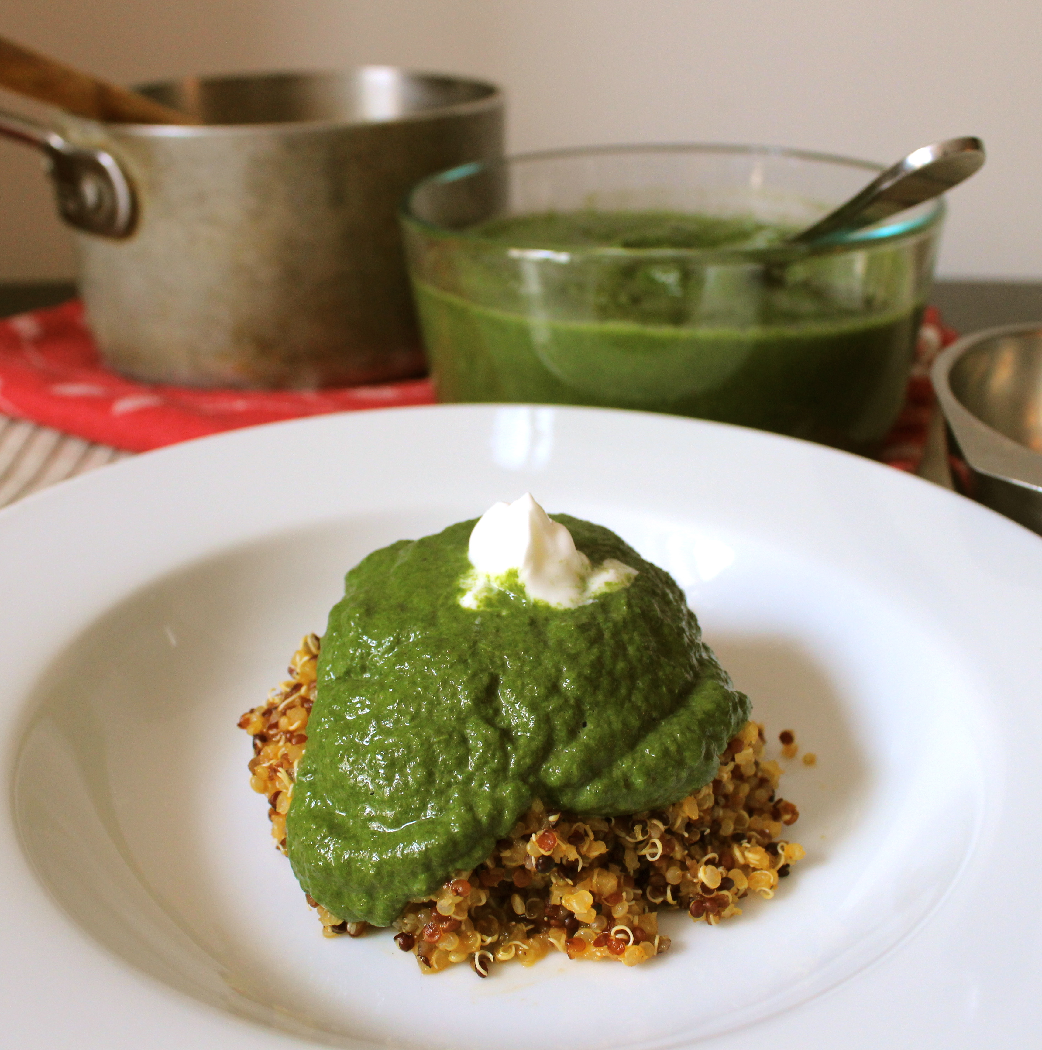 Spinach Purée with Quinoa (Saag ar Quinoa)