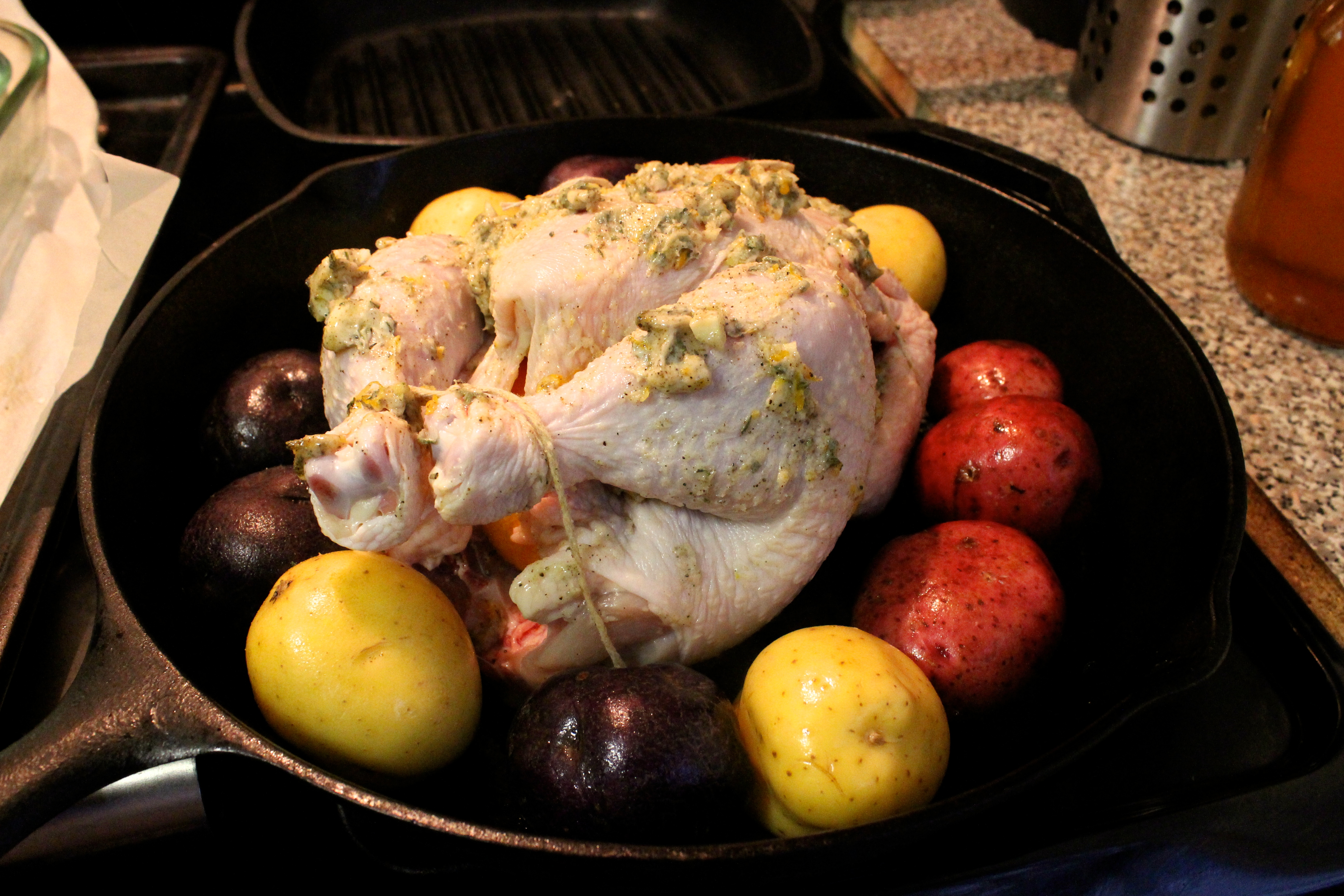 Roast Chicken and New Potatoes with Herbed Butter