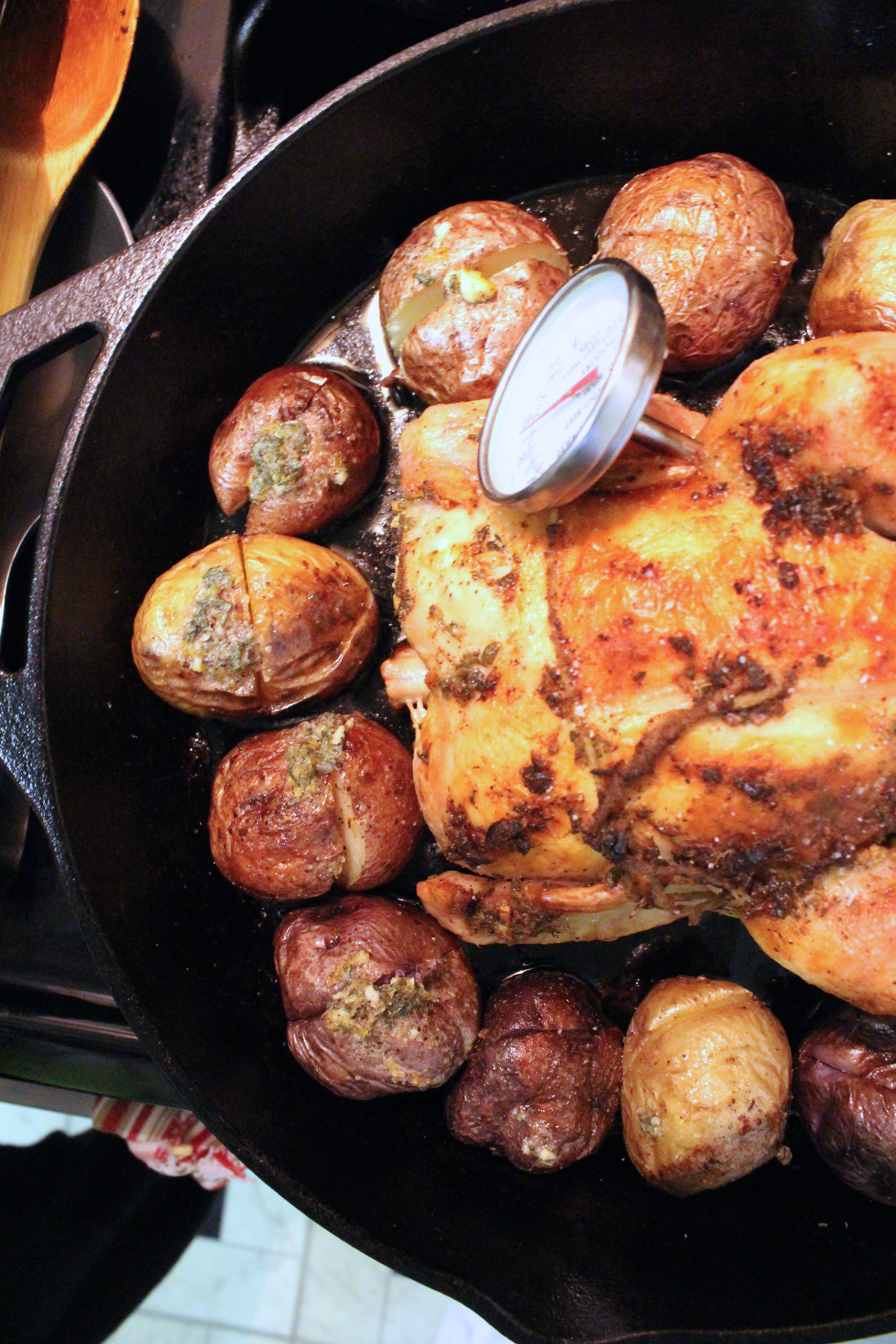 Roast Chicken and New Potatoes with Herbed Butter