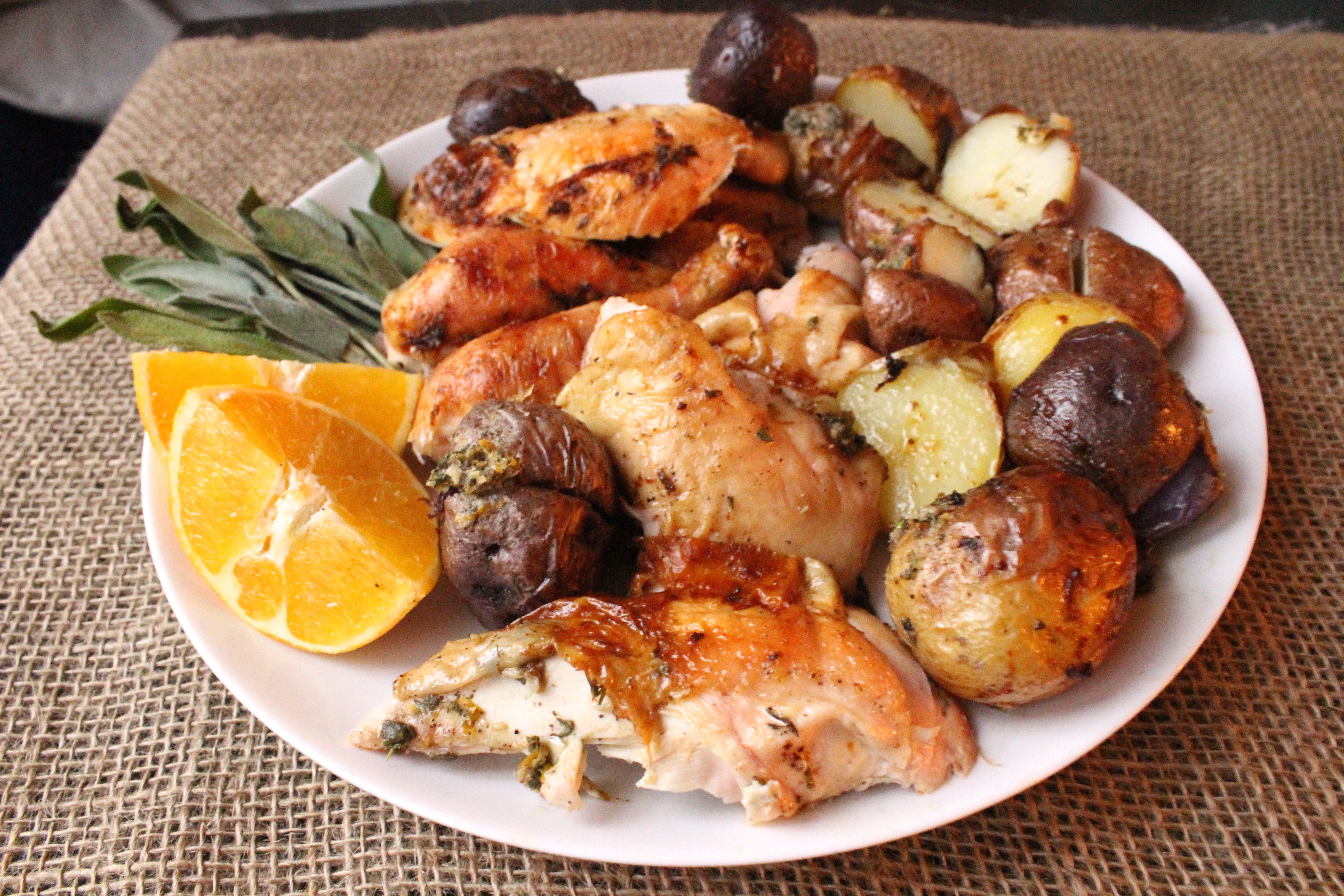 Roast Chicken and New Potatoes with Herbed Butter