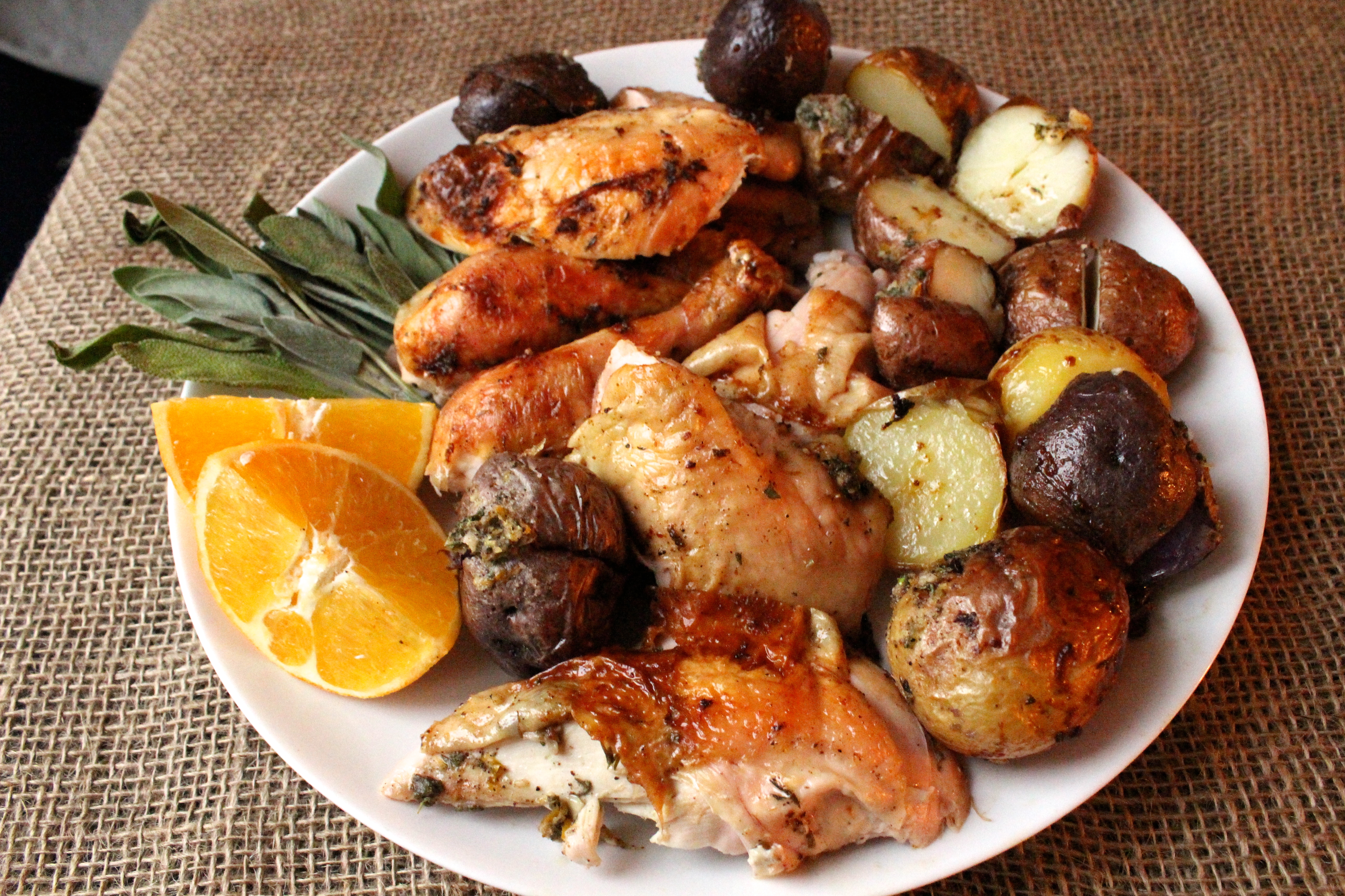 Roast Chicken and New Potatoes with Herbed Butter
