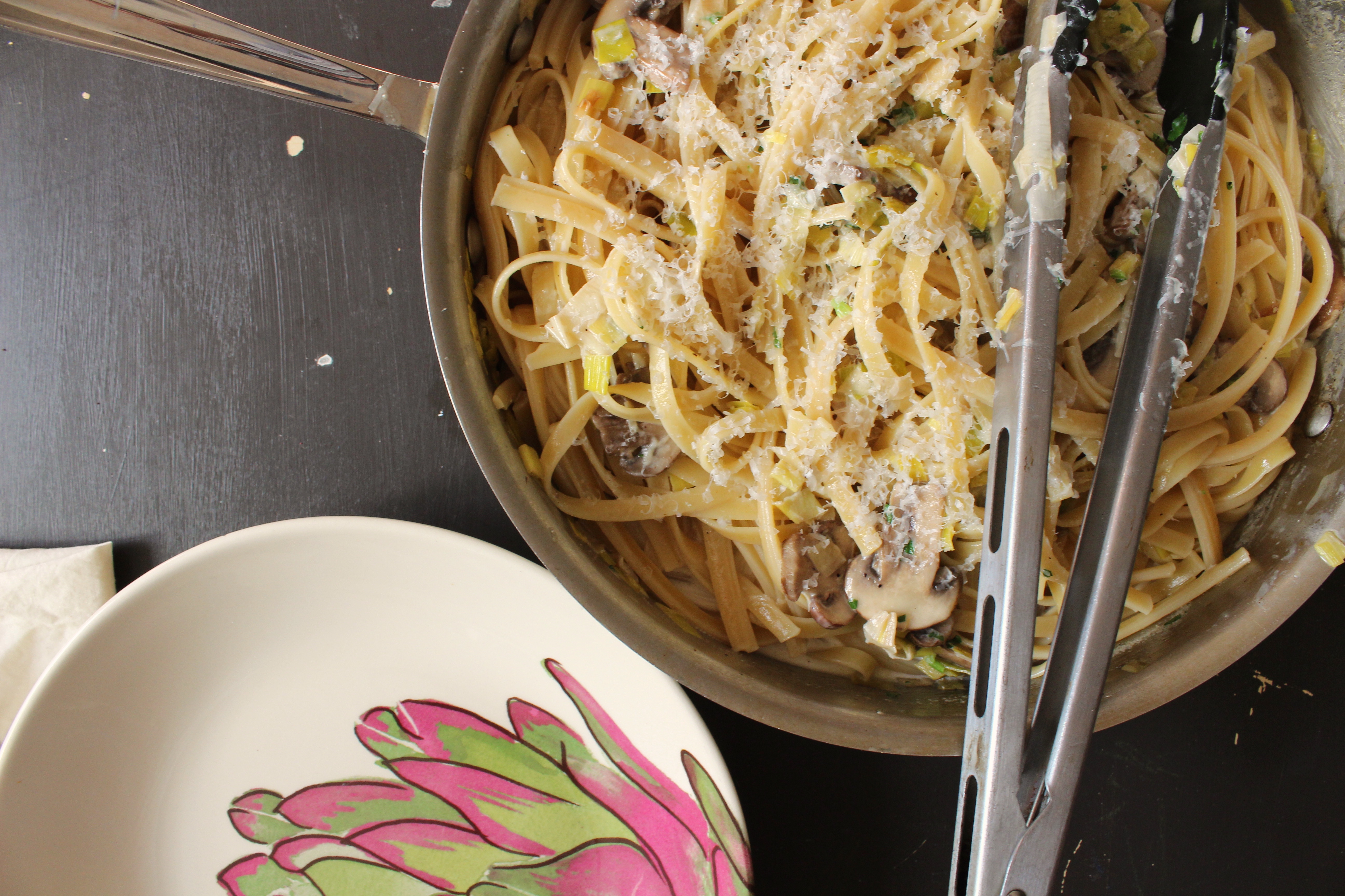 Fettucine with Mushrooms and Leeks