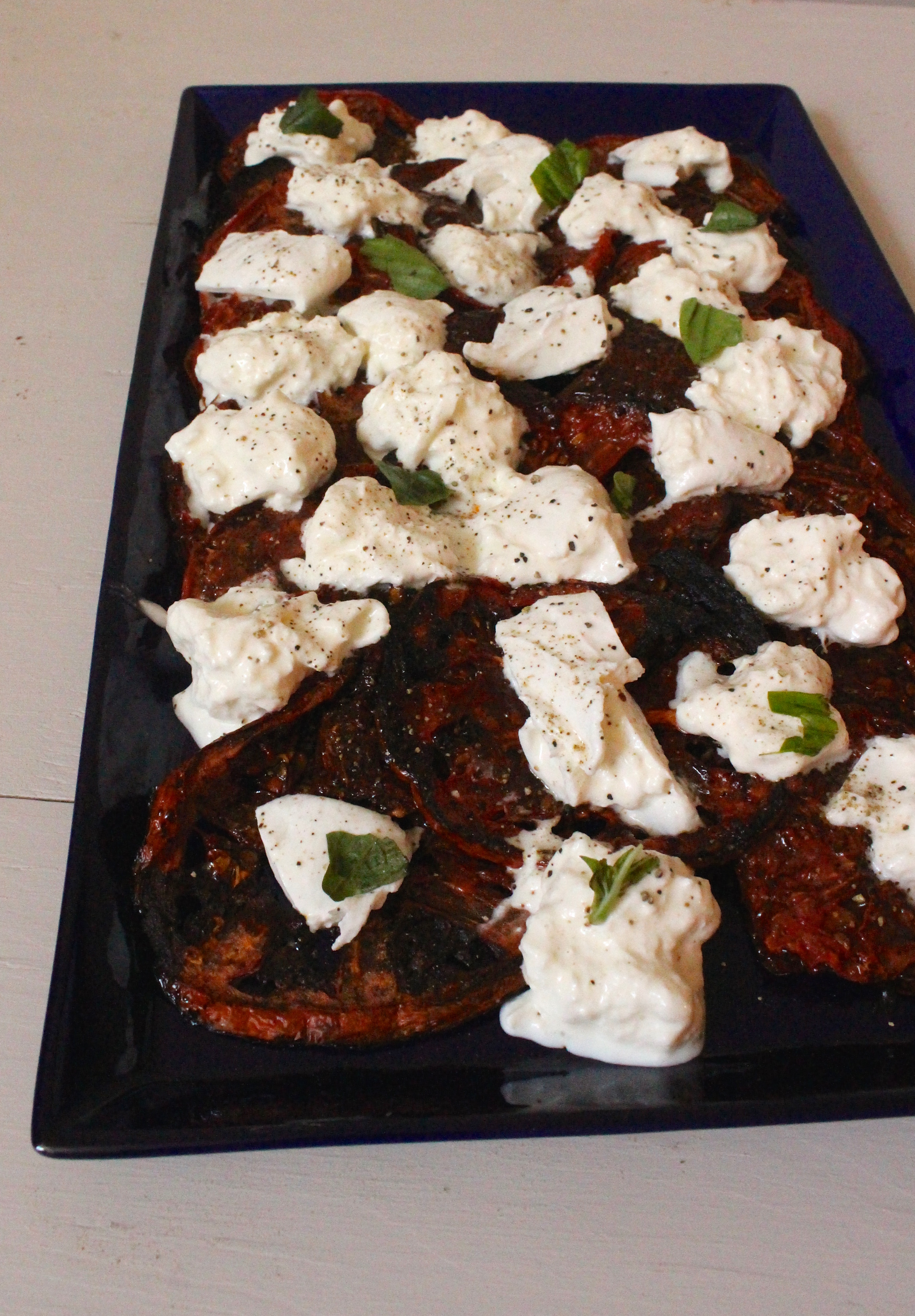 Caprese Salad with Roasted Tomatoes and Burrata