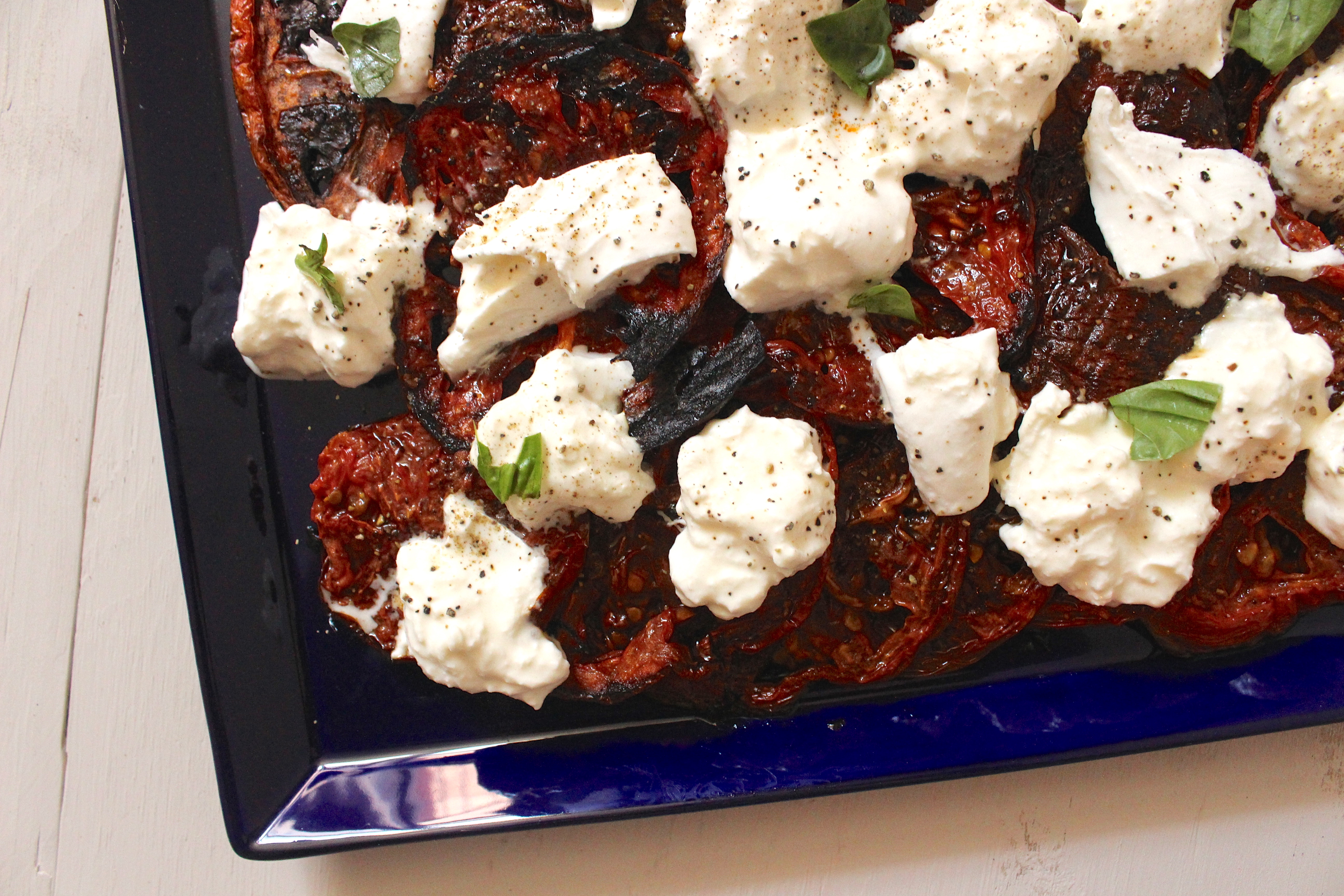 Caprese Salad with Roasted Tomatoes and Burrata