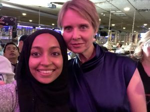 With fellow Barnard alum Cynthia Nixon